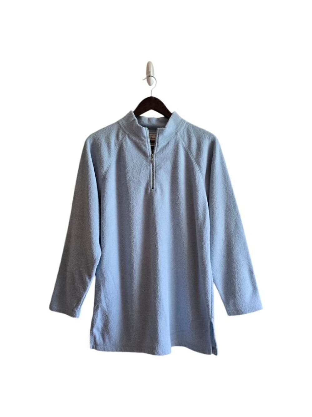 Bechamel Vintage Light Blue Terry Cloth Quarter Zip Sweater Sz S